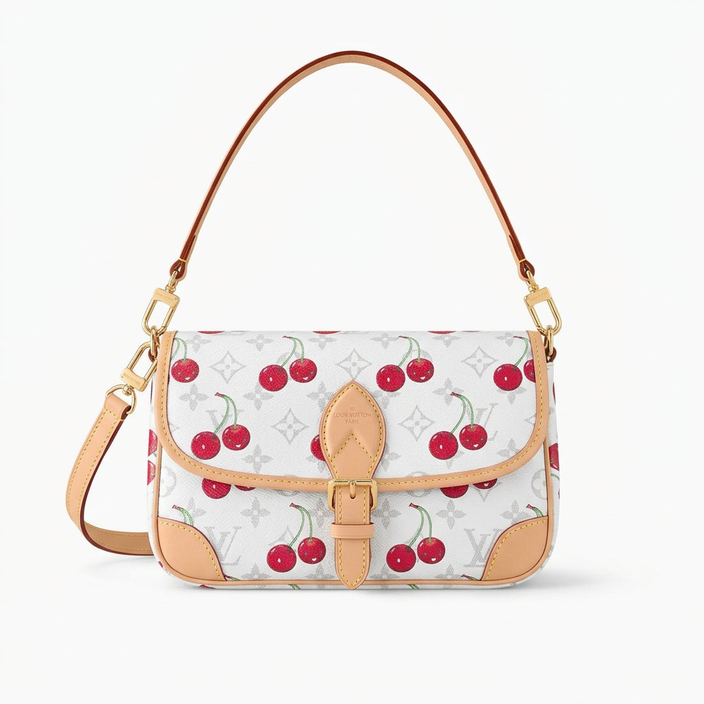 Louis Vuitton Inspired Cherry Print Shoulder Bag