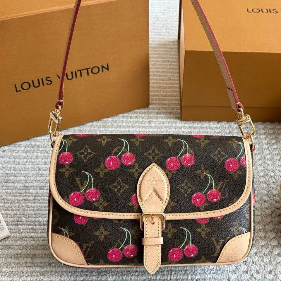 Louis Vuitton Inspired Cherry Print Shoulder Bag