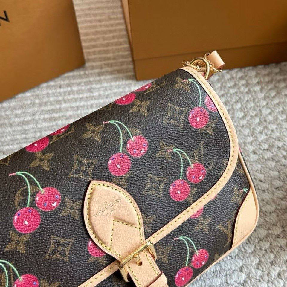 Louis Vuitton Inspired Cherry Print Shoulder Bag
