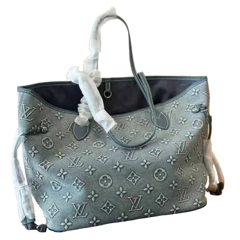 Louis Vuitton Neverfull MM Monogram Empreinte Giant in Denim Blue 👜✨💙