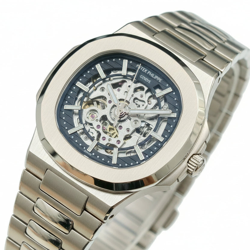 Patek Philippe Skeleton Nautilus Luxury Steel Watch ⌚✨⚙️
