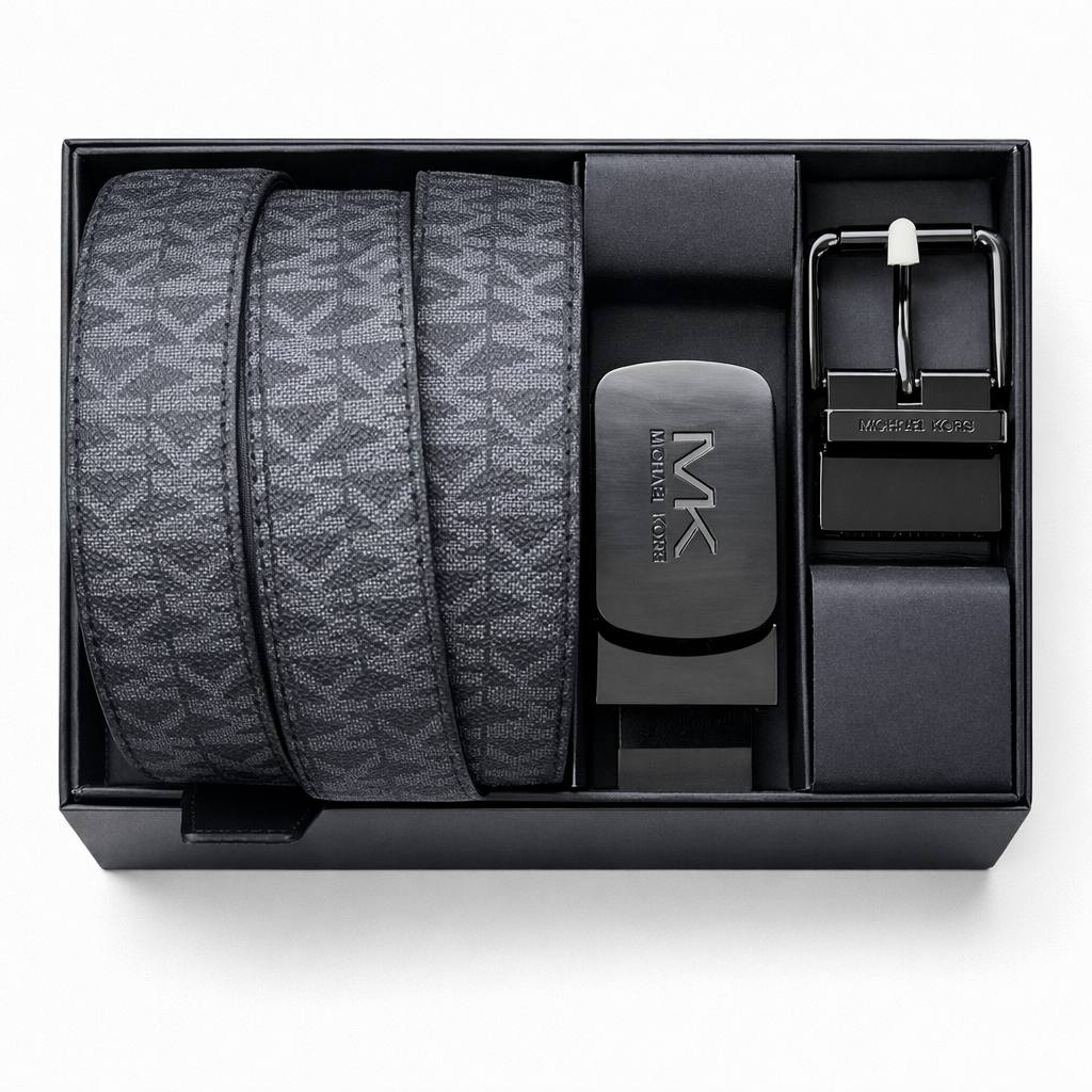 Michael Kors Men's 4-in-1 Reversible Logo Belt Gift Set 💼✨🖤