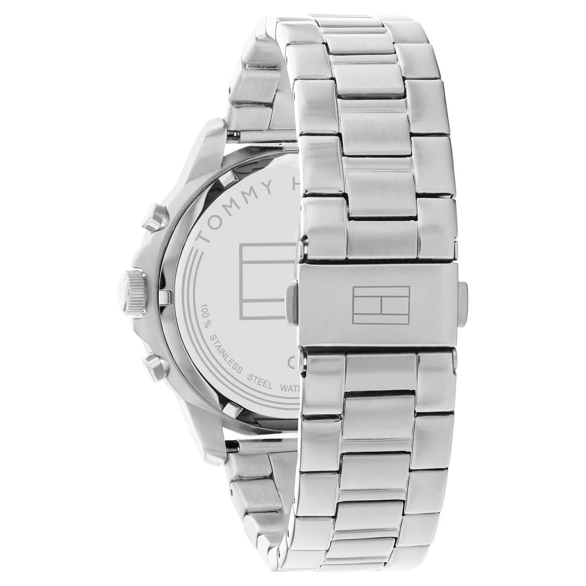 Tommy Hilfiger Silver & Black Stainless Steel Watch ⌚⚫