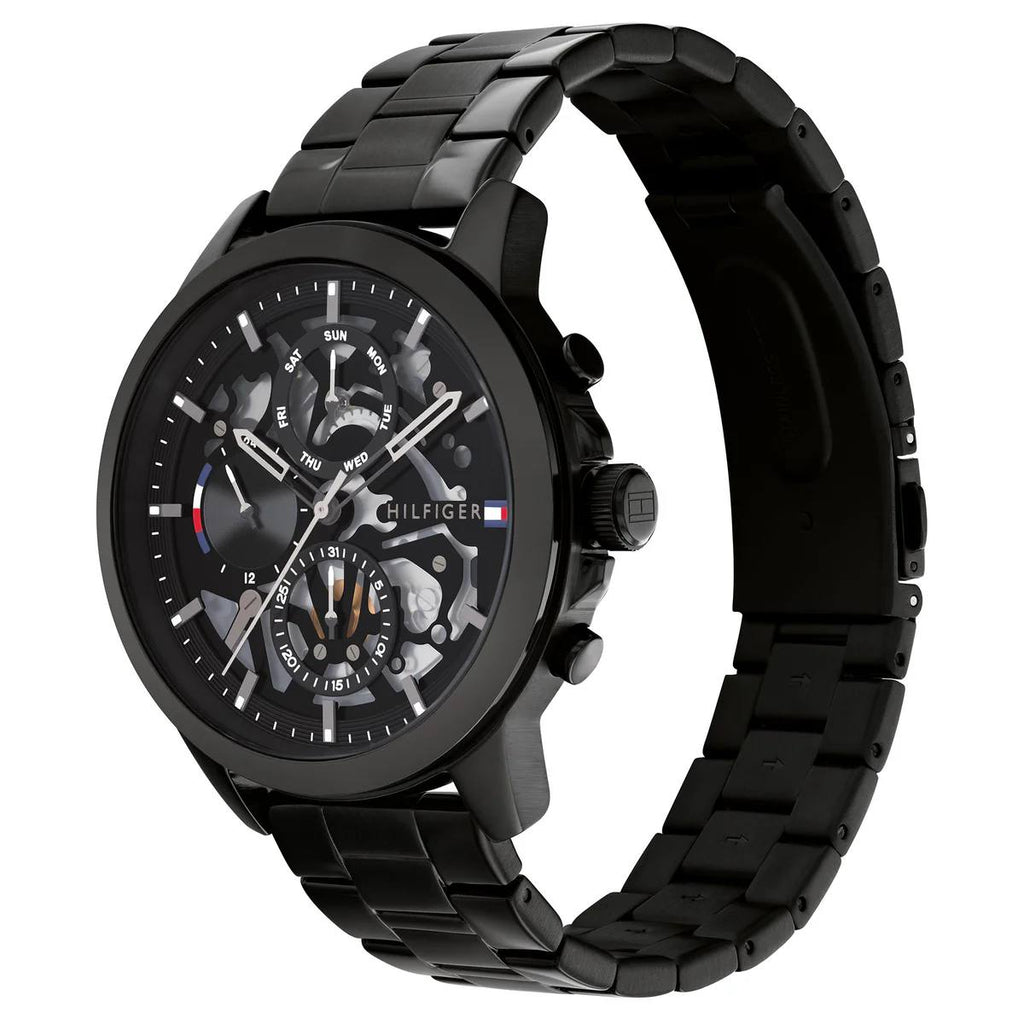 Tommy Hilfiger Silver & Black Stainless Steel Watch ⌚⚫