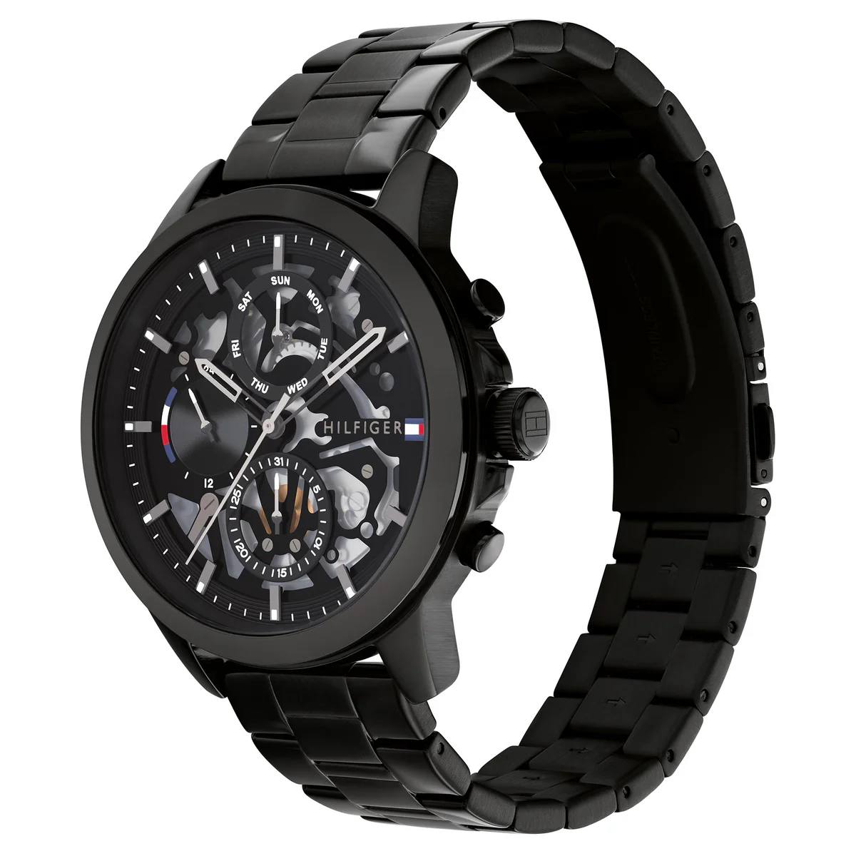 Tommy Hilfiger Silver & Black Stainless Steel Watch ⌚⚫