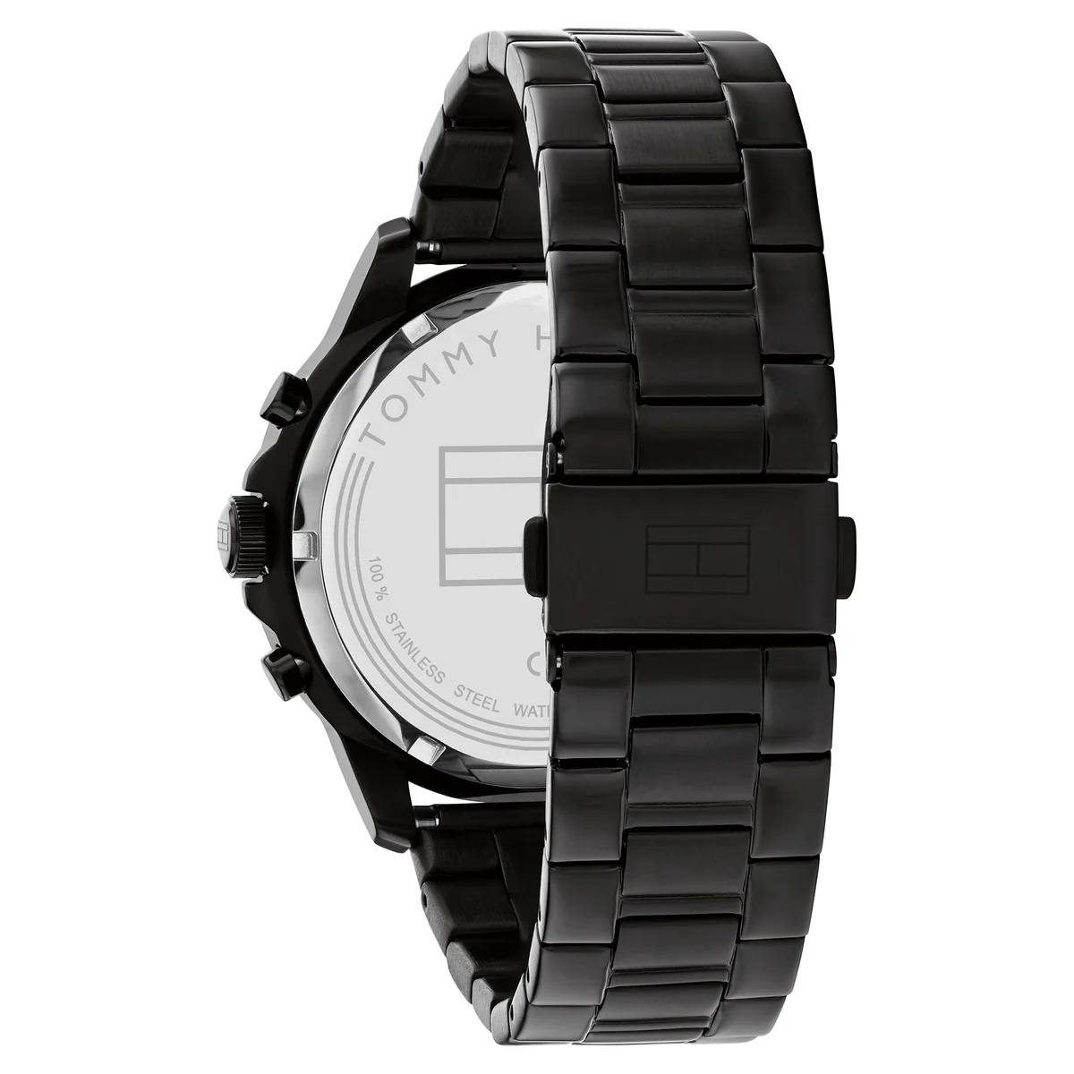 Tommy Hilfiger Silver & Black Stainless Steel Watch ⌚⚫