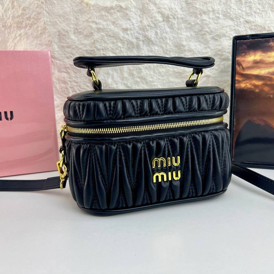 Miu Miu Matelassé Nappa Leather Vanity Case Crossbody Bag in Cognac 👜✨🤎