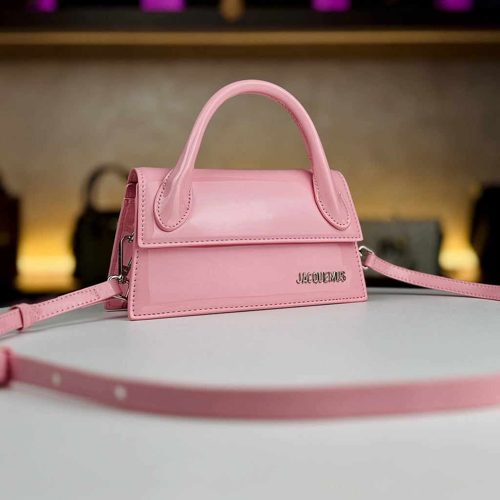 Jacquemus Le Chiquito Long Clutch in Burgundy Patent Leather 🍒👜✨