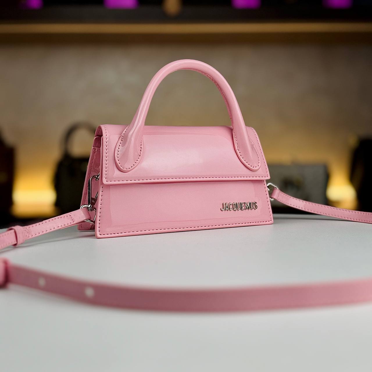 Jacquemus Le Chiquito Long Clutch in Burgundy Patent Leather 🍒👜✨