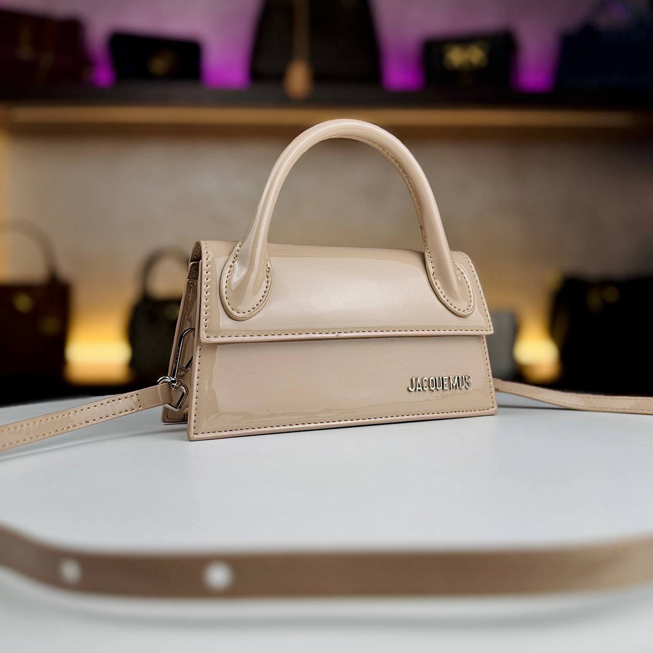 Jacquemus Le Chiquito Long Clutch in Burgundy Patent Leather 🍒👜✨