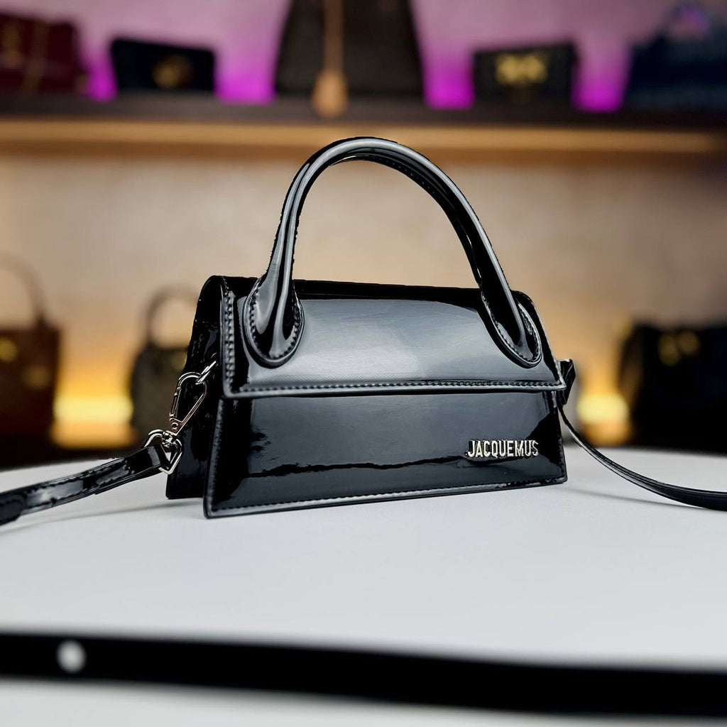 Jacquemus Le Chiquito Long Clutch in Burgundy Patent Leather 🍒👜✨
