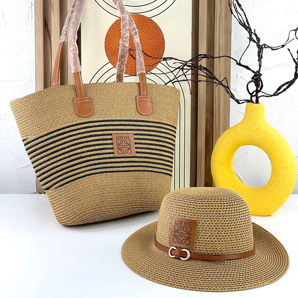 Loewe Straw Tote Bag and Matching Hat Set 👒👜
