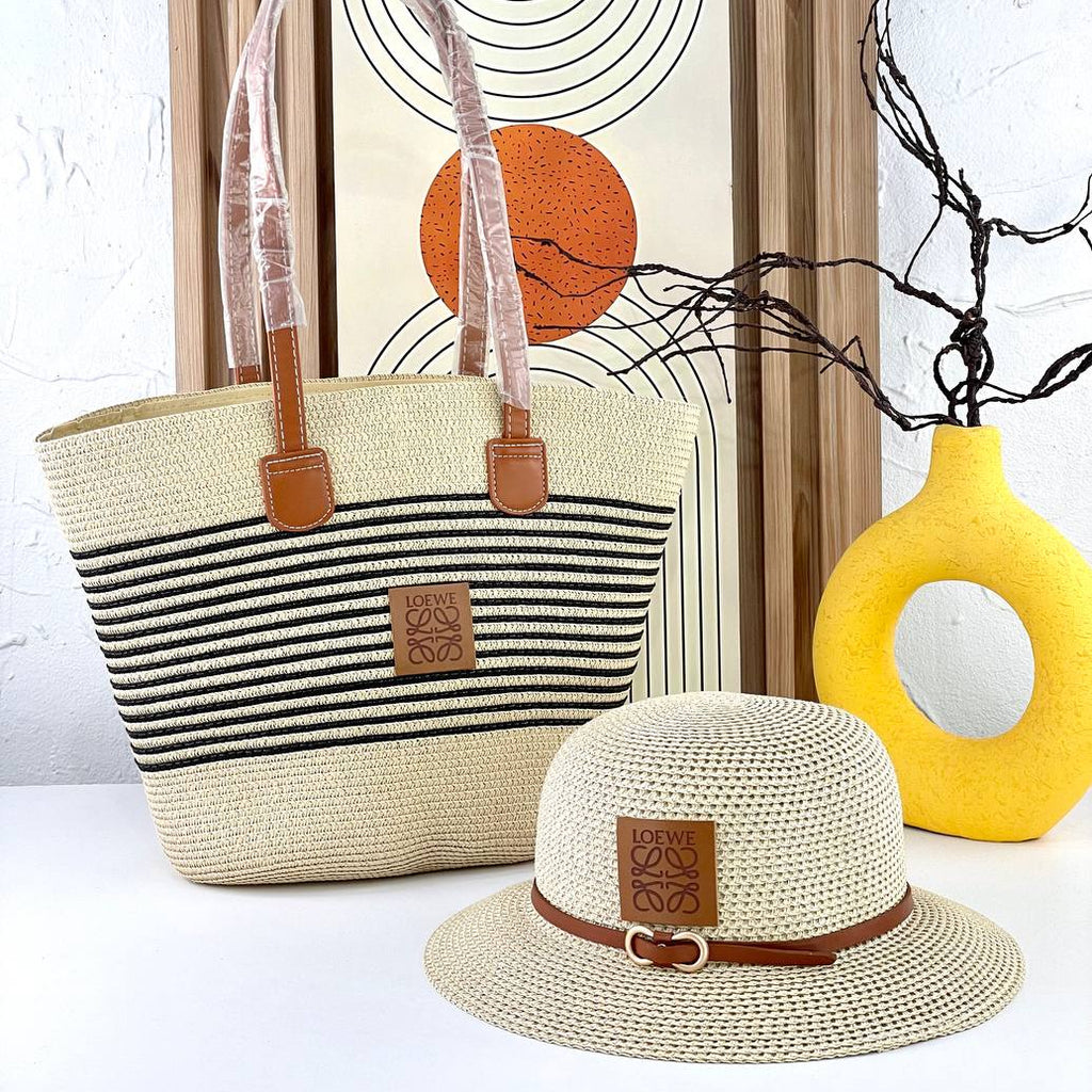 Loewe Straw Tote Bag and Matching Hat Set 👒👜