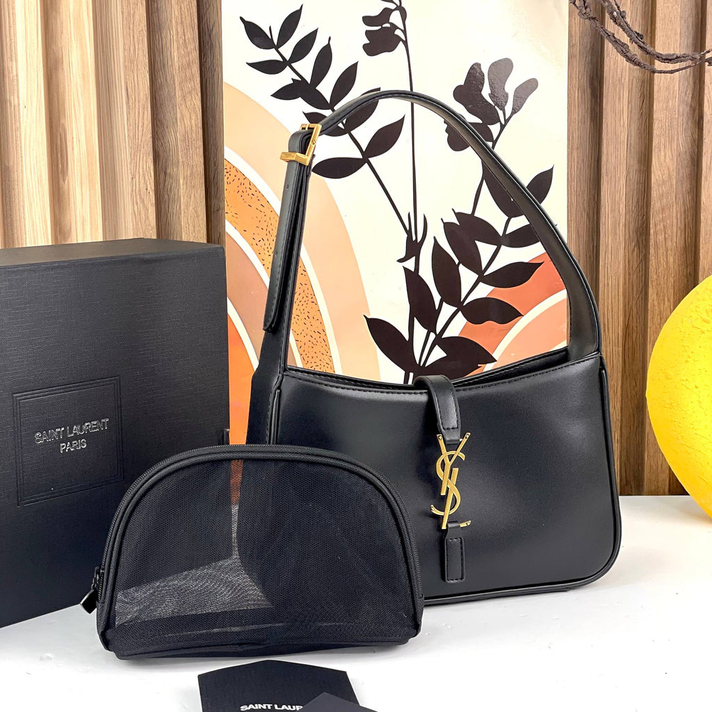 Saint Laurent Crocodile Embossed Leather Shoulder Bag in Black 🖤