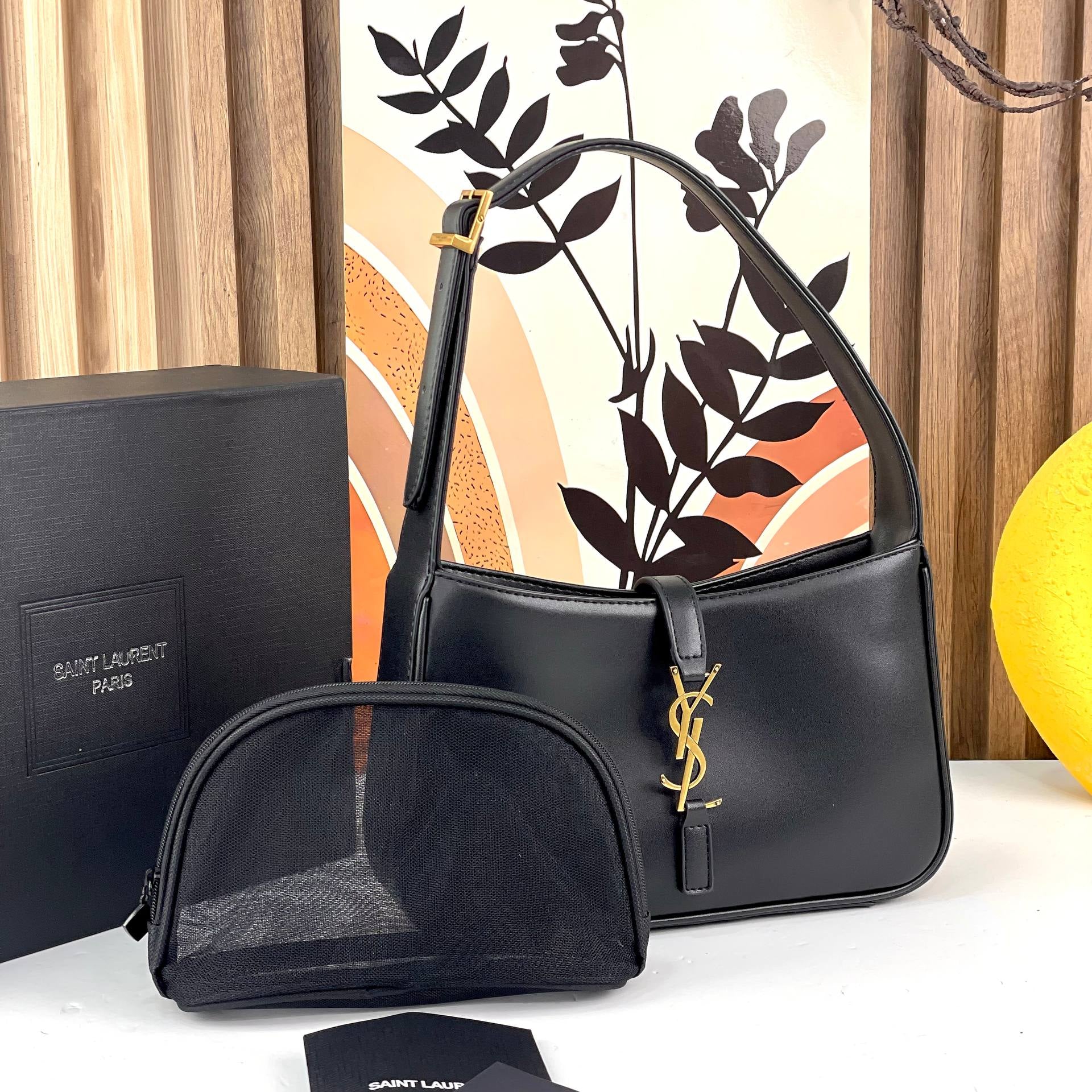 Saint Laurent Crocodile Embossed Leather Shoulder Bag in Black 🖤