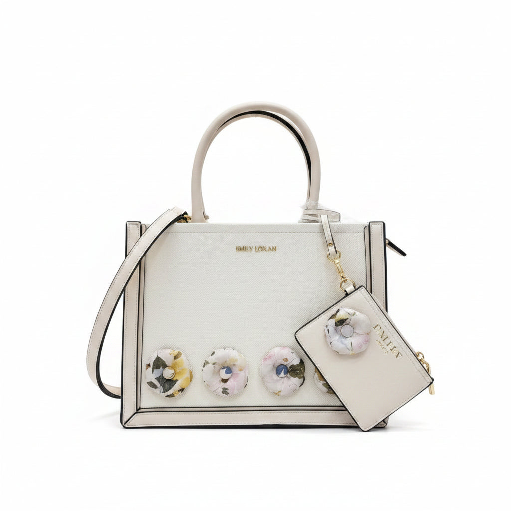 Emily Loran Floral Embellished Handbag with Matching Wallet 🌸👜