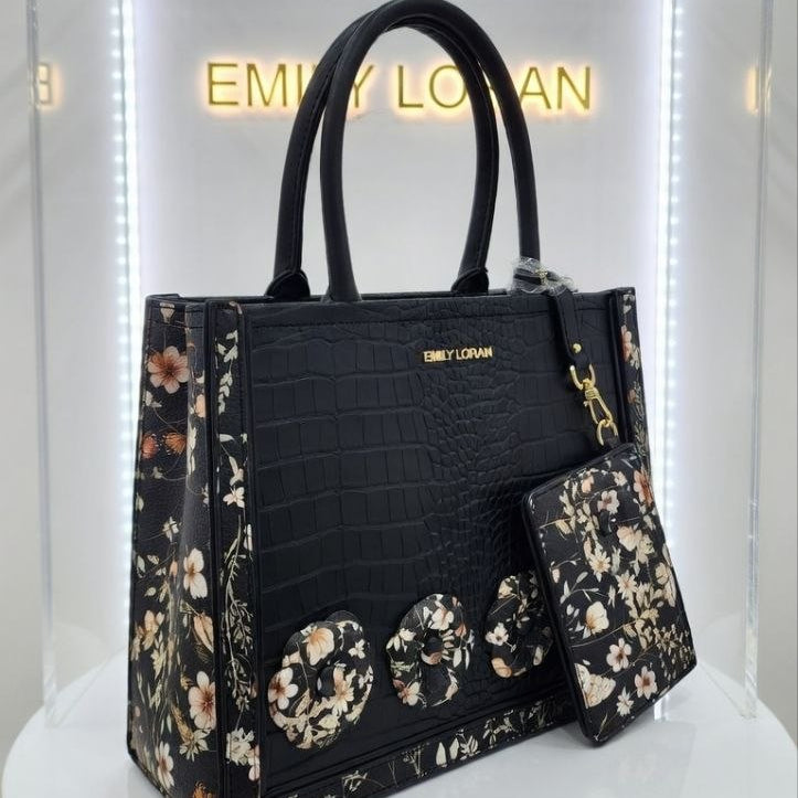 Emily Loran Floral Embellished Handbag with Matching Wallet 🌸👜