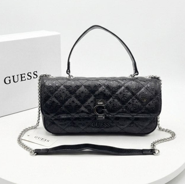 Guess Quilted Patent Leather Chain Bag in White 🤍✨
