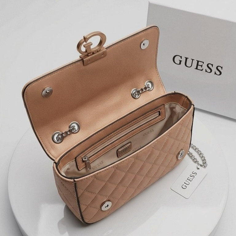 Guess Quilted Patent Leather Chain Bag in White 🤍✨