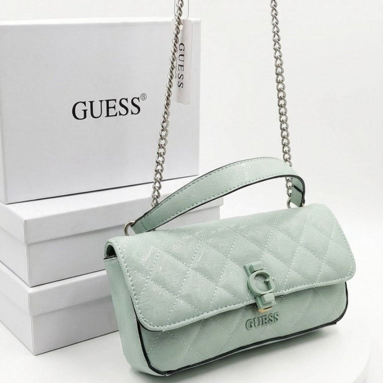 Guess Quilted Patent Leather Chain Bag in White 🤍✨