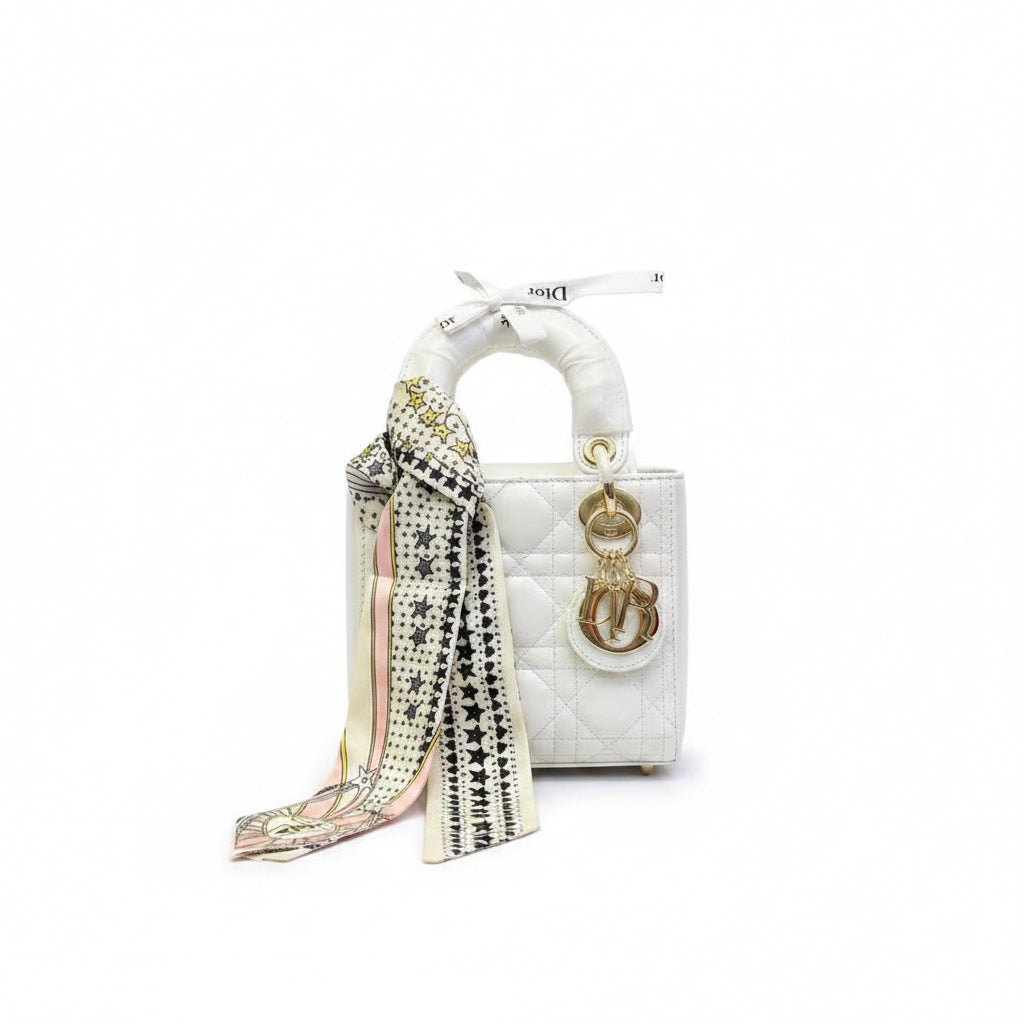 Christian Dior Quilted Mini Handbag with Silk Scarf Detail 👜✨