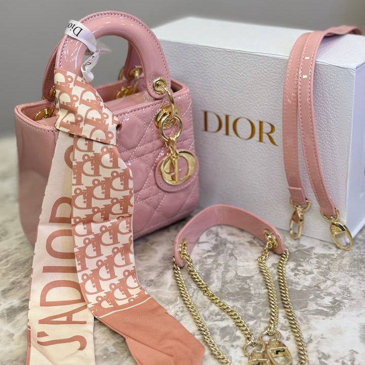 Christian Dior Quilted Mini Handbag with Silk Scarf Detail 👜✨
