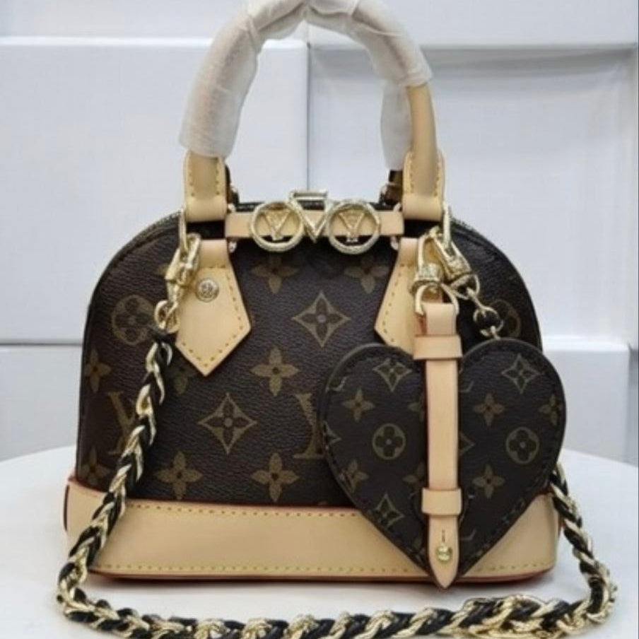 Louis Vuitton Inspired Heart Charm Handbag in White & Brown 👜❤️