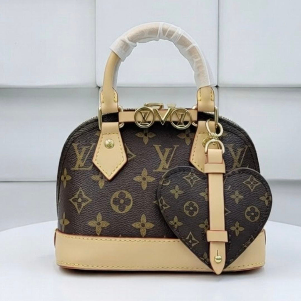 Louis Vuitton Inspired Heart Charm Handbag in White & Brown 👜❤️