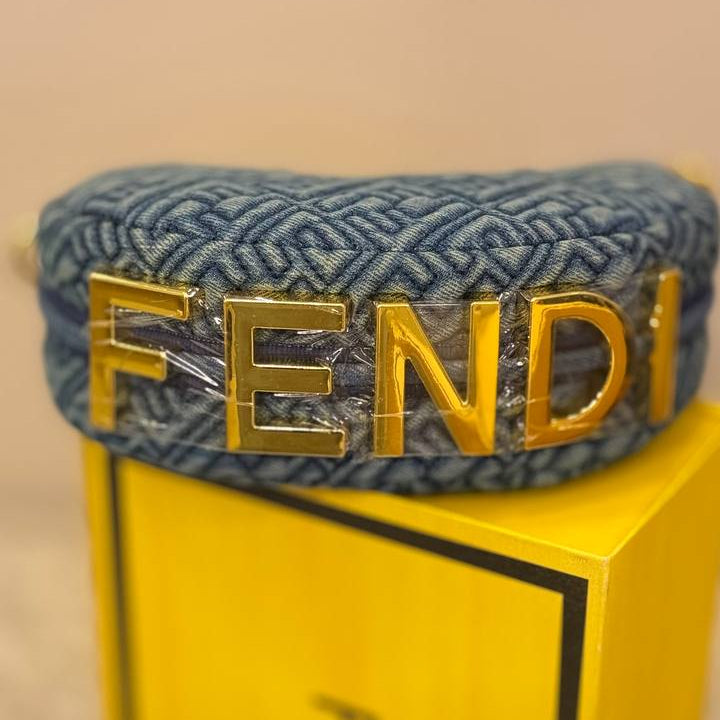 Fendi Denim Hobo Bag with Gold-Tone Hardware 💙👜