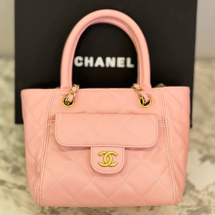 Chanel Quilted Caviar Leather Tote Bag in Deep Red 👜💎✨