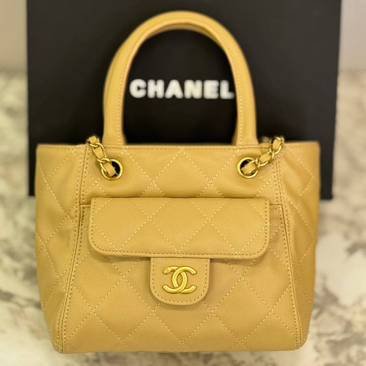 Chanel Quilted Caviar Leather Tote Bag in Deep Red 👜💎✨