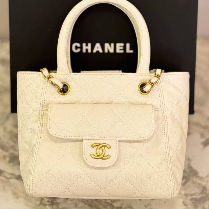 Chanel Quilted Caviar Leather Tote Bag in Deep Red 👜💎✨