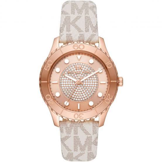 Michael Kors Logo Strap Crystal Watch in Rose Gold ⌚✨
