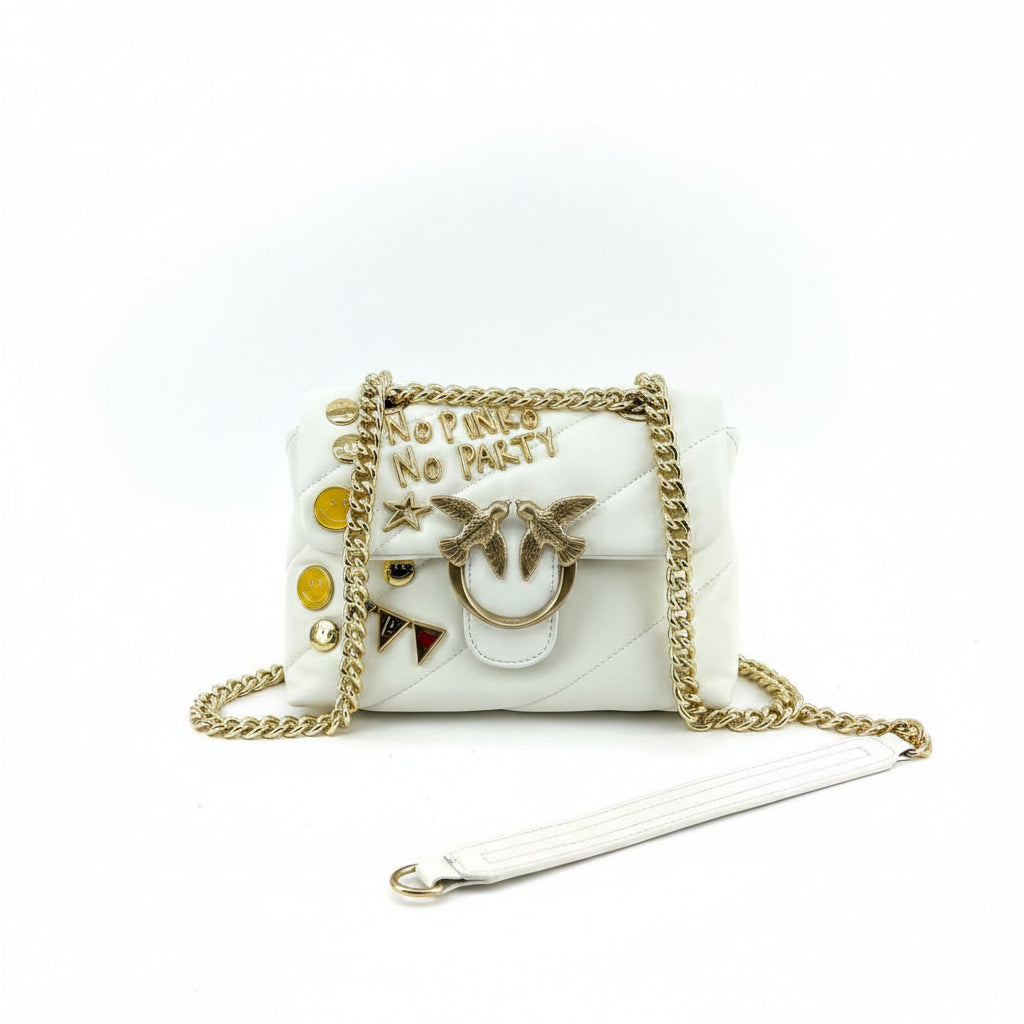 PINKO 'No Pinko No Party' Embellished Bag with Gold Chain 🌟👜