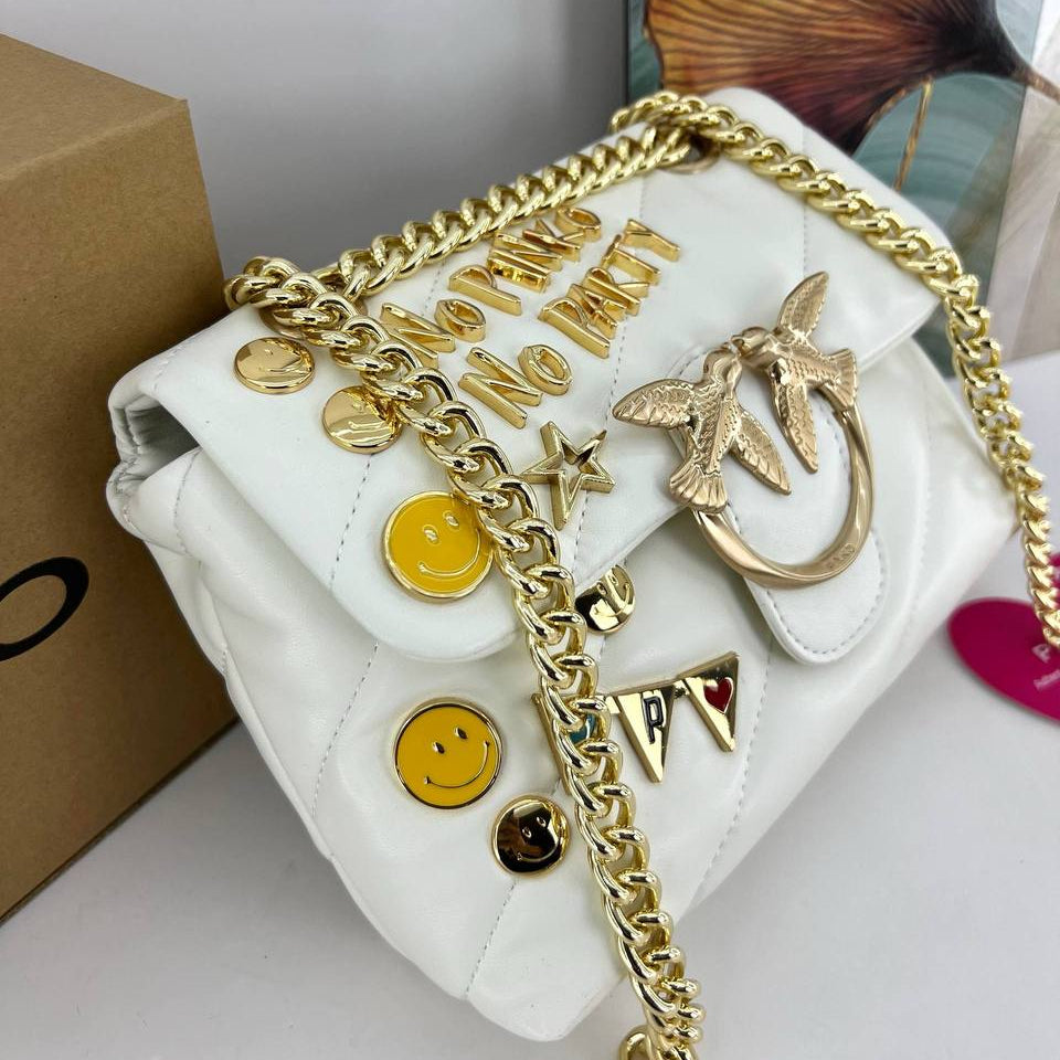 PINKO 'No Pinko No Party' Embellished Bag with Gold Chain 🌟👜
