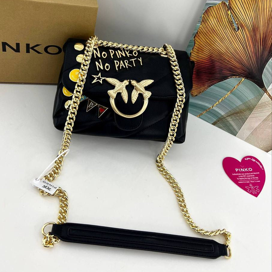 PINKO 'No Pinko No Party' Embellished Bag with Gold Chain 🌟👜