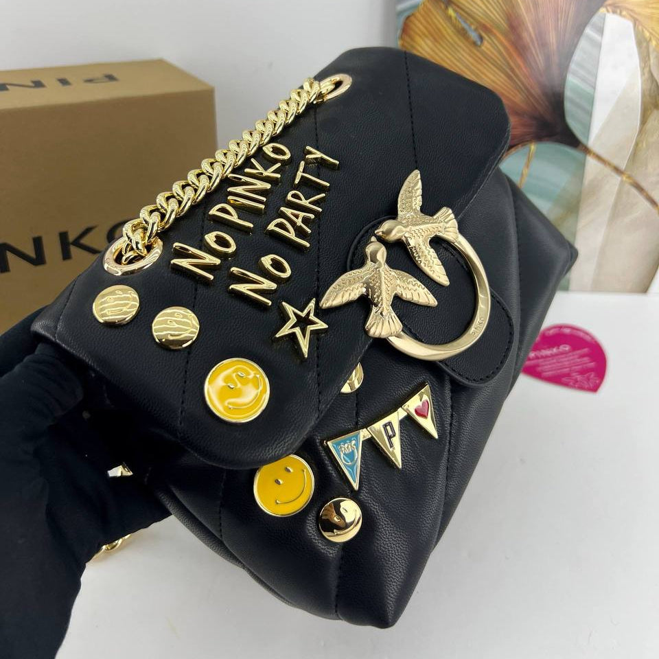 PINKO 'No Pinko No Party' Embellished Bag with Gold Chain 🌟👜