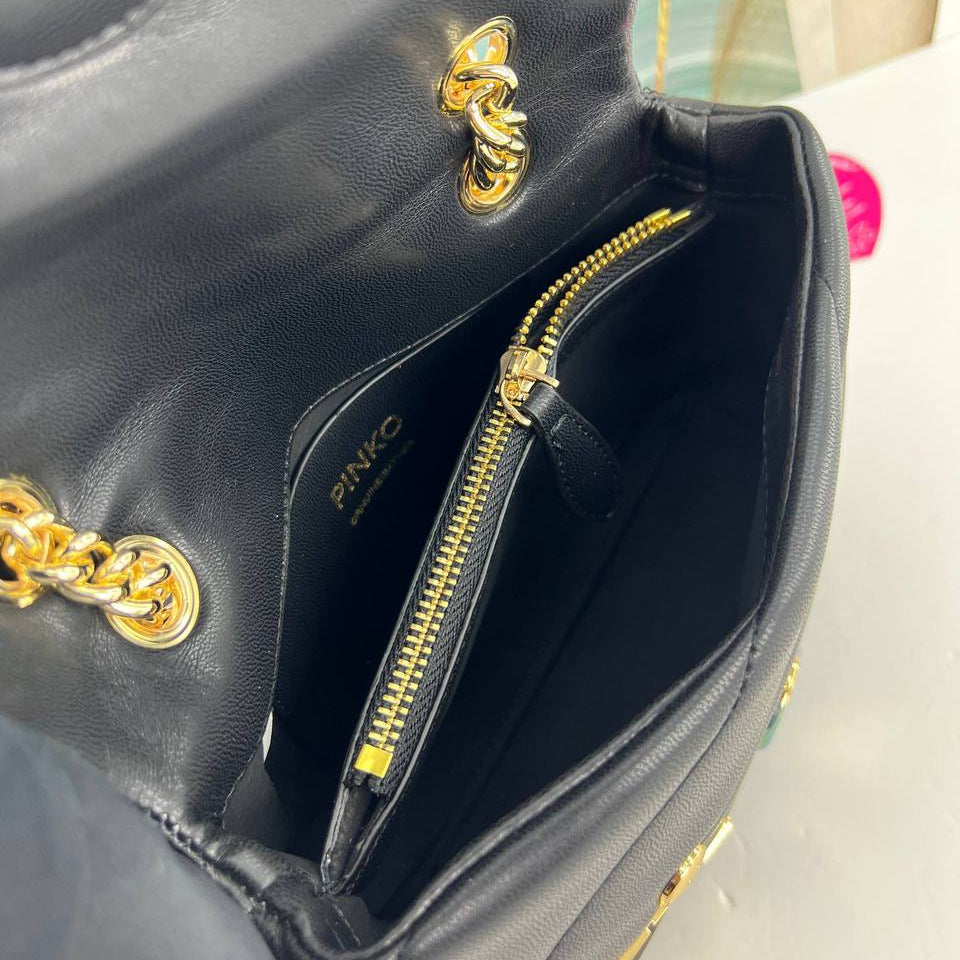 PINKO 'No Pinko No Party' Embellished Bag with Gold Chain 🌟👜