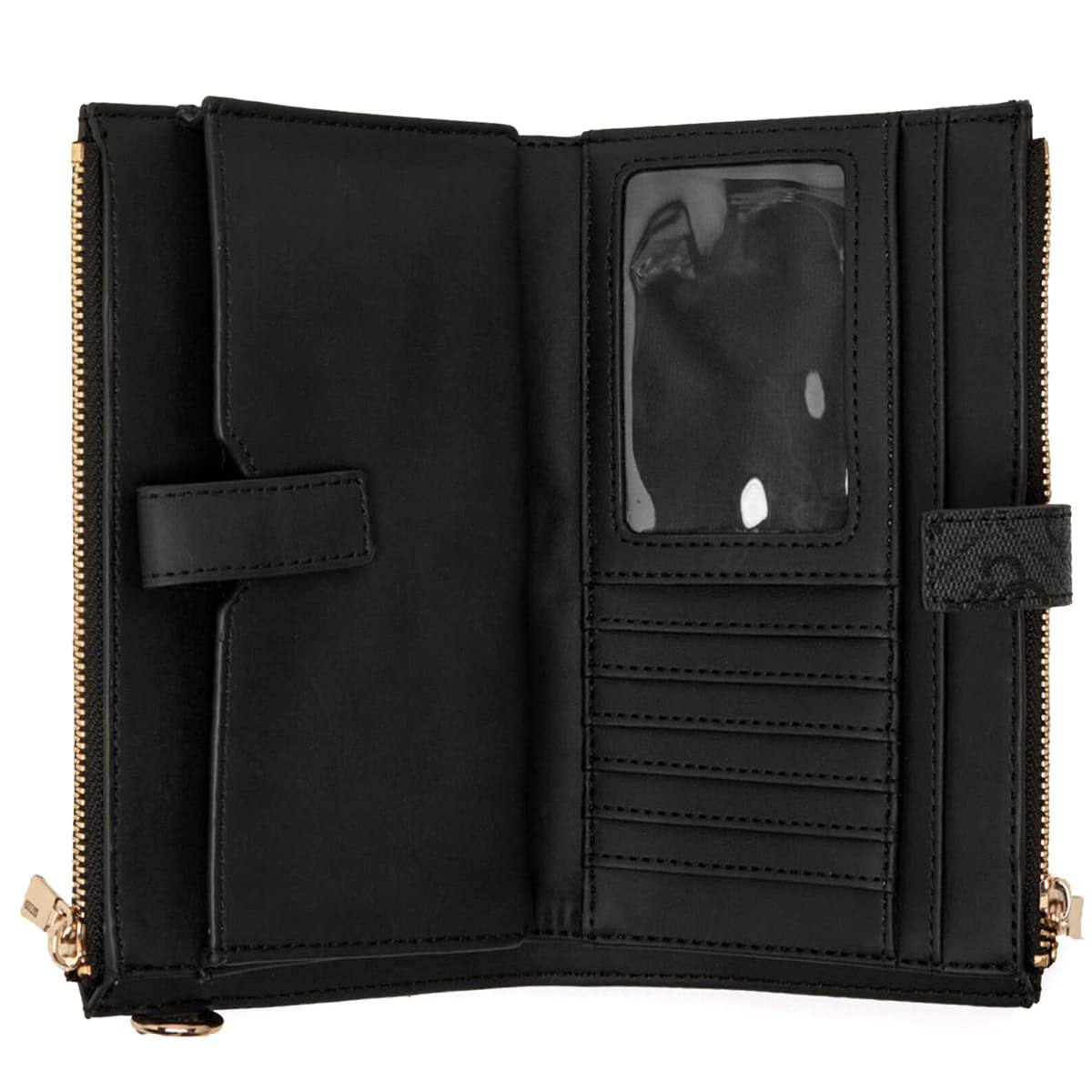 Guess Monogram Wristlet Wallet with Gold Tone Hardware 🖤✨