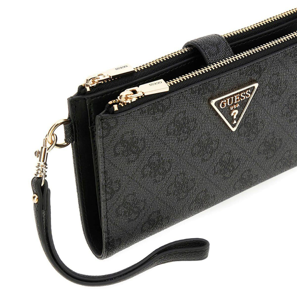 Guess Monogram Wristlet Wallet with Gold Tone Hardware 🖤✨