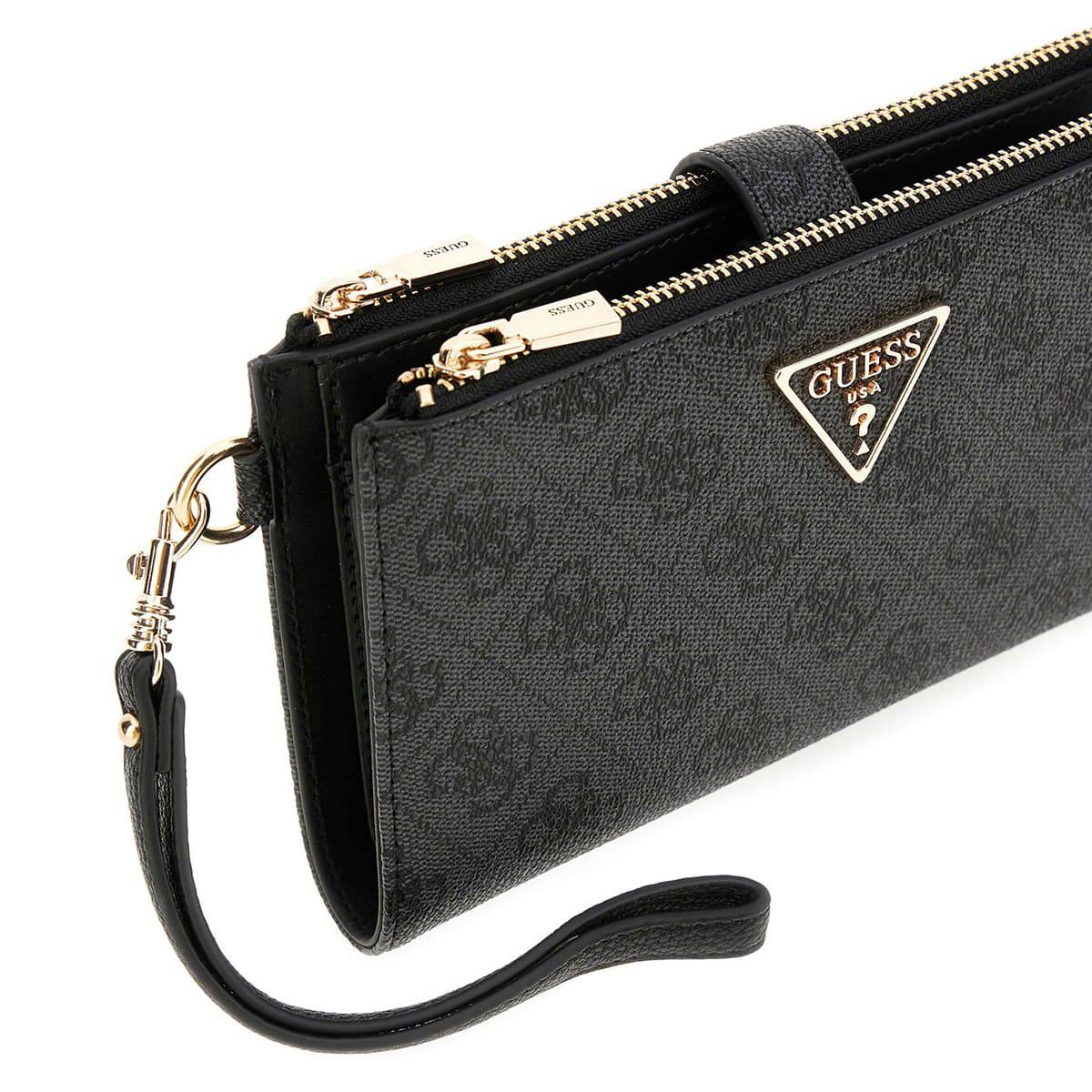 Guess Monogram Wristlet Wallet with Gold Tone Hardware 🖤✨