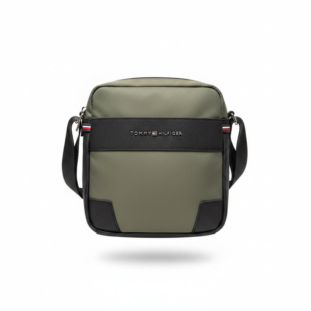 Tommy Hilfiger Olive Green Crossbody Bag with Black Accents 🌿👜