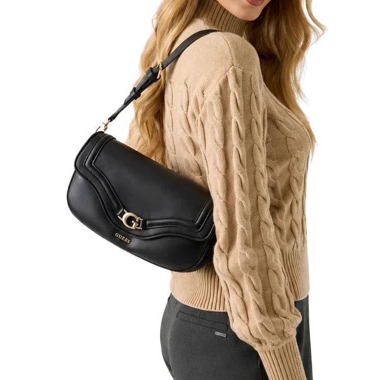 Guess Signature Black Structured Shoulder Bag 🖤👜