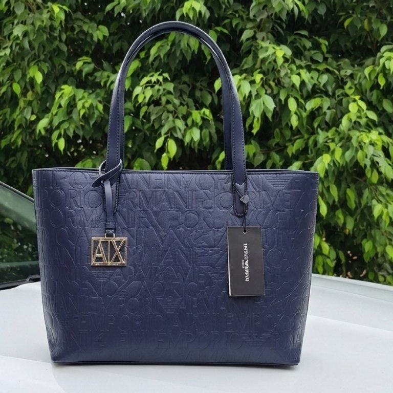 Emporio Armani Embossed Logo Tote Bag in Navy Blue 👜✨