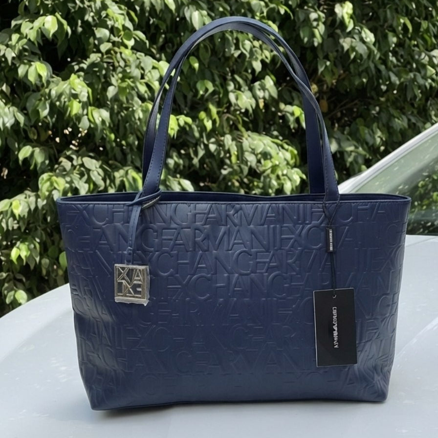 Emporio Armani Embossed Logo Tote Bag in Navy Blue 👜✨