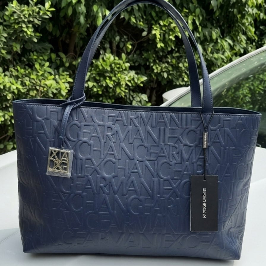 Emporio Armani Embossed Logo Tote Bag in Navy Blue 👜✨