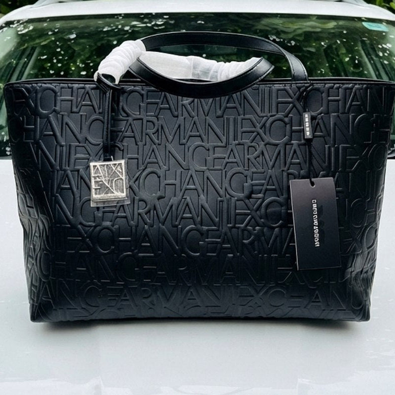 Emporio Armani Embossed Logo Tote Bag in Navy Blue 👜✨