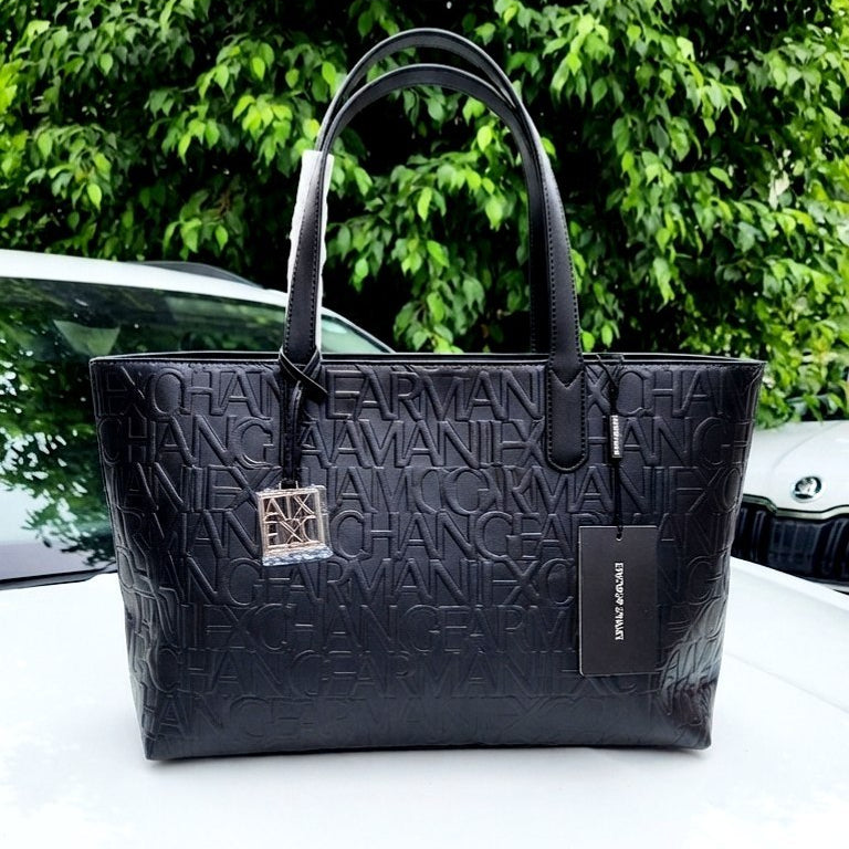 Emporio Armani Embossed Logo Tote Bag in Navy Blue 👜✨