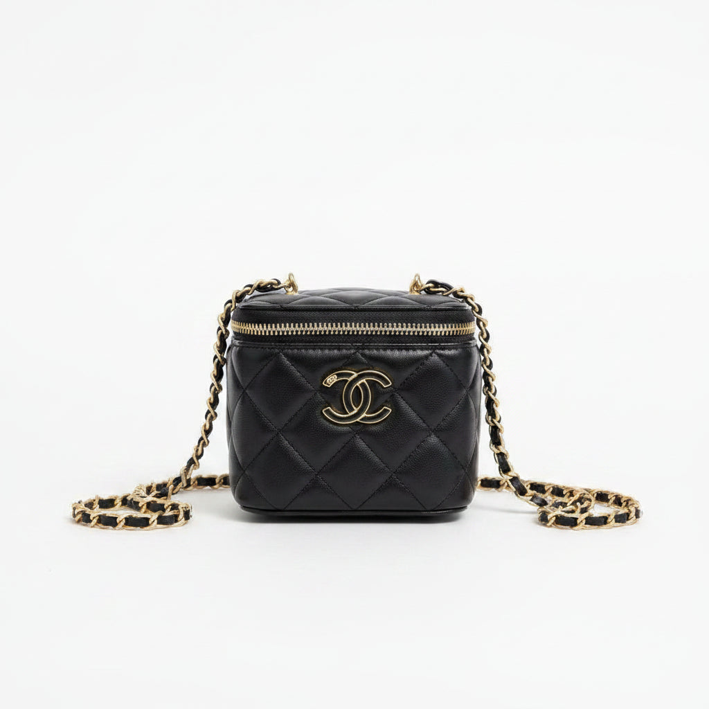 Chanel Quilted Vanity Box Bag with Chain Strap
