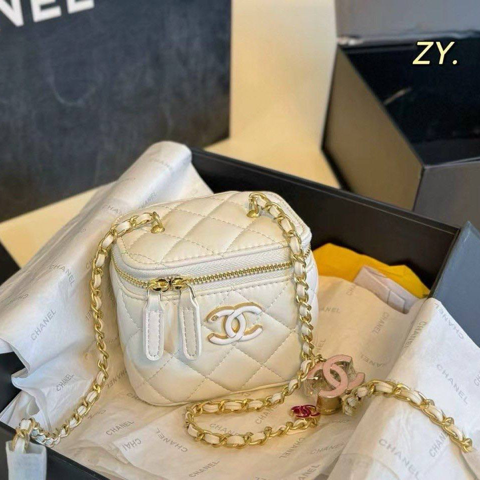 Chanel Quilted Vanity Box Bag with Chain Strap